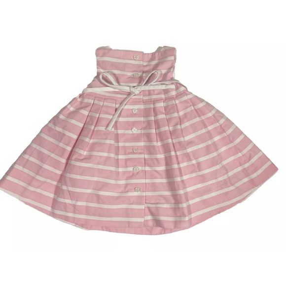 Florence Eiseman Pink And White Stripe Bow Embellished Lined Dress 2T - Picture 2 of 5